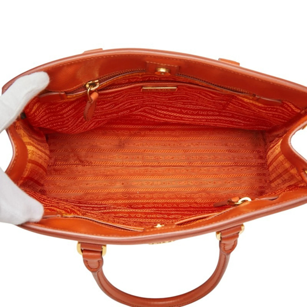 PRADA Orange Leather Saffiano Shoulder Bag - Picture 12 of 16